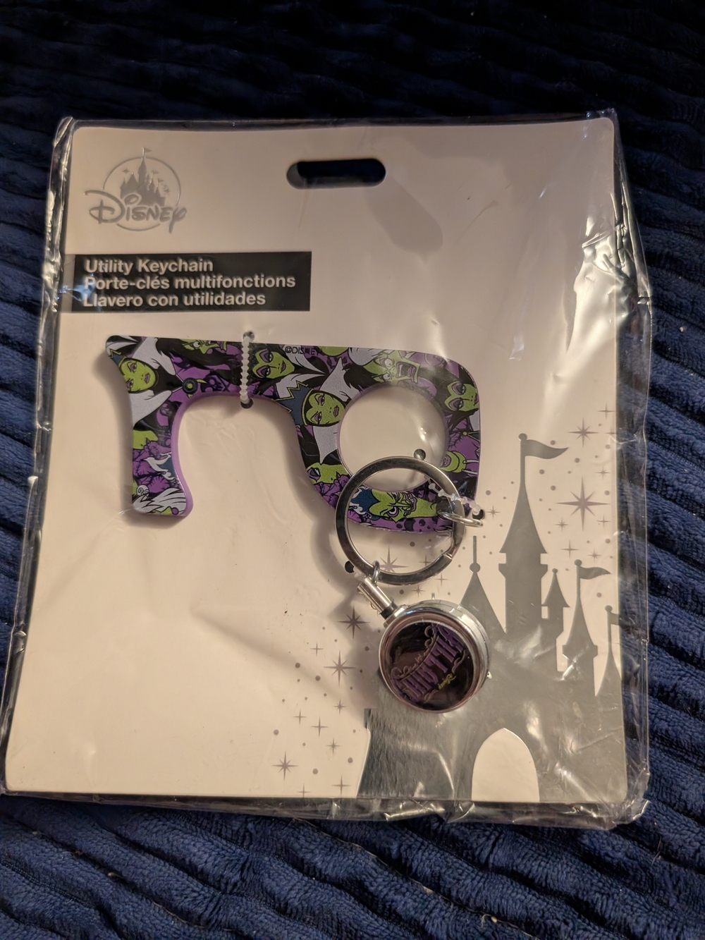 Disney Maleficent Pattern Touch Tool Keychain - Purple & Green